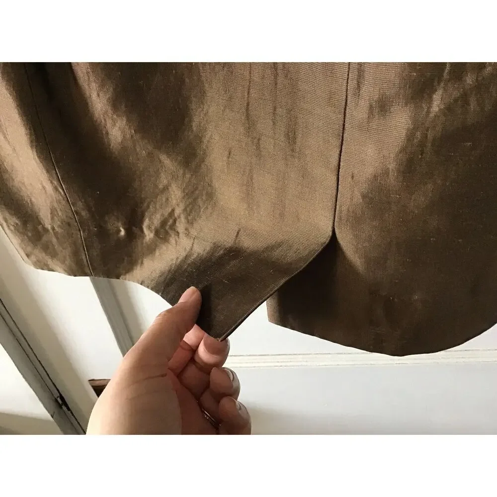 Emanuel Emanuel Ungaro Vintage Brown Linen Blend Pencil Skirt 12/46